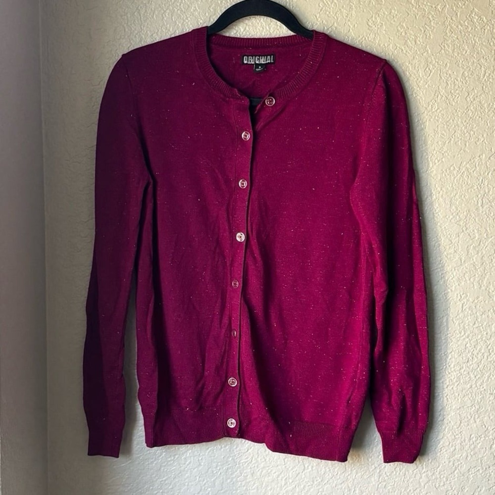 Nicole‎ Miller Women's Sparkly Button-Up Cardigan Sweater S Small
